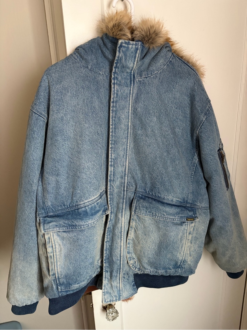 Supreme Reversible Faux Fur Hooded Work Jacket